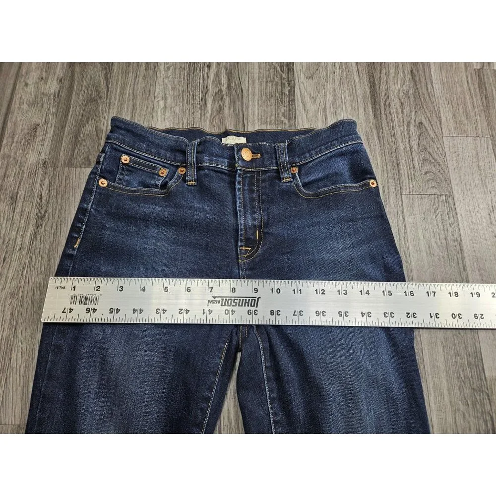 J.Crew Jeans Womens 25 Blue Dark Wash Stretch Mid Rise Skinny Denim Casual - Picture 7 of 10
